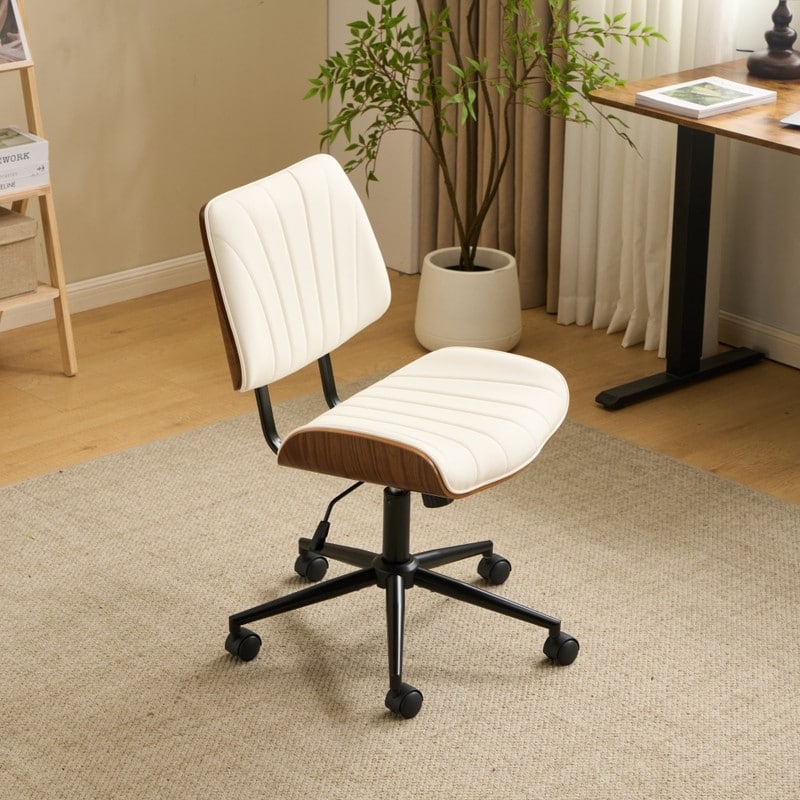 PU Trapezoid Curved Back Swivel Office Chair
