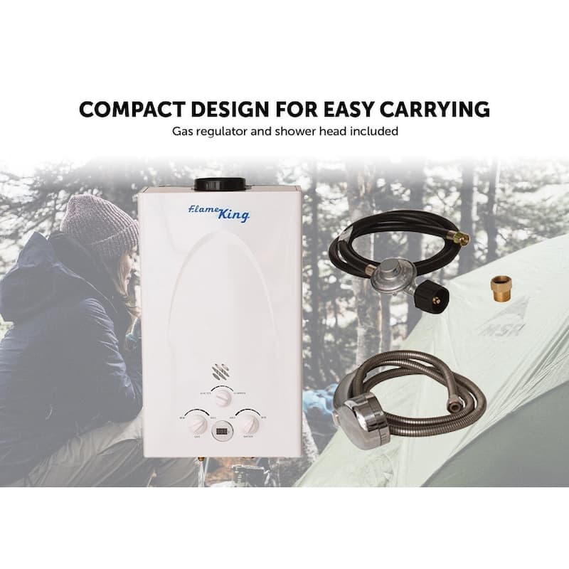 Flame King Portable Tankless Water Heater Propane Outdoor Shower 10L