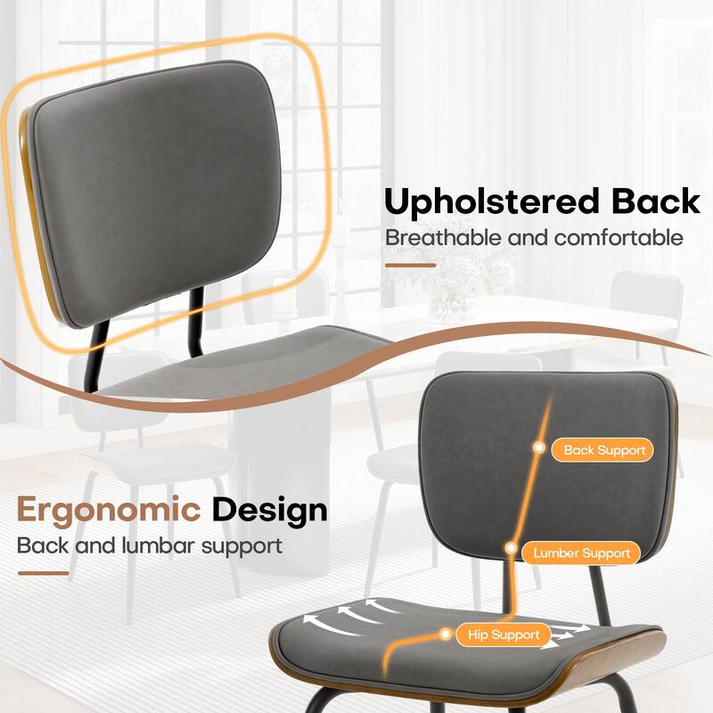 Faux Leather Upholstered Dining Chairs Set of 2/4 - 33.5"H x 19.3"W x 23"D