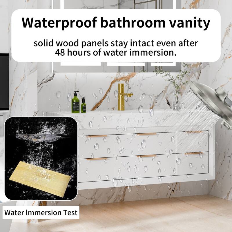 48" Wall-Mount Bathroom Vanity with LED Light. - 48 inch