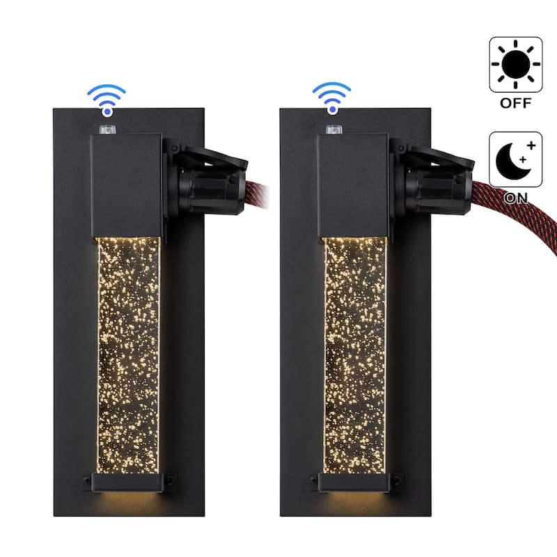2-Pack Matte Black Dusk to Dawn LED Outdoor Wall Light with Outlet - Matte Black