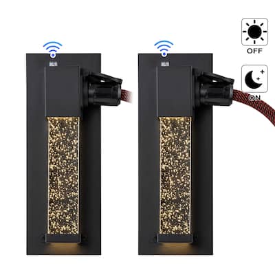 2-Pack Matte Black Dusk to Dawn LED Outdoor Wall Light with Outlet