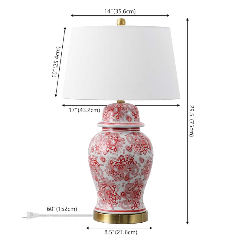 Grace 29.5" Ceramic LED Table Lamp, Blue/White by JONATHAN Y