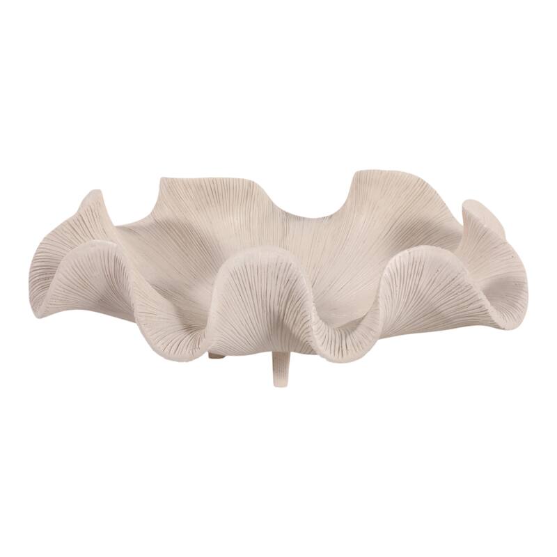 Resin Decorative Bowl Textured Wavy Sculptural Design - 17" White - 16.75" x 11.75" x 6.25"