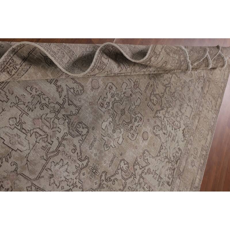 Distressed Tabriz Living Room Rug Handmade Wool Carpet - 6'5"x 9'4"