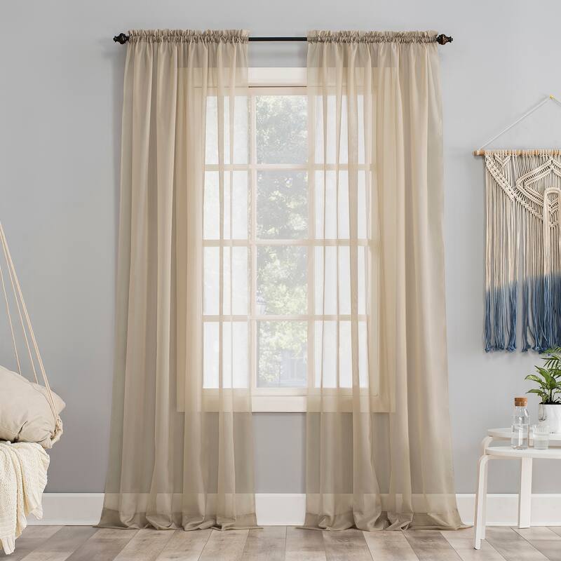 No. 918 Emily Voile Sheer Rod Pocket 1-Piece Curtain Panel, Single Panel - 59x84 - Stone