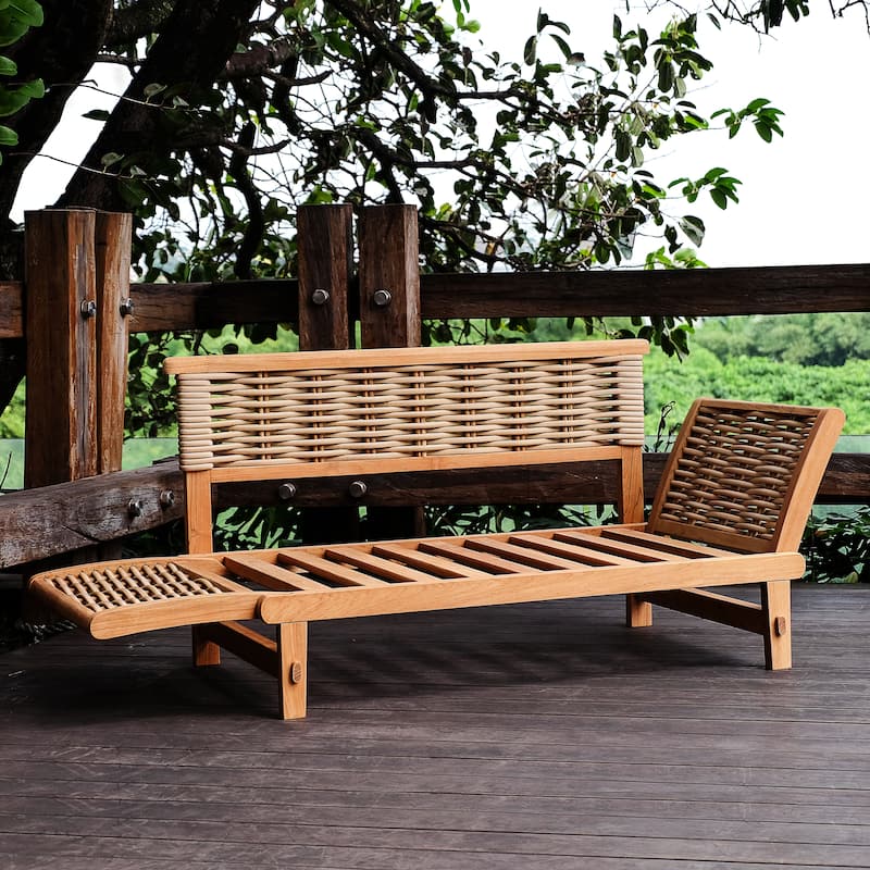 Cambridge Casual Auburn Teak Outdoor Sofa Daybed with Sunbrella Cushion