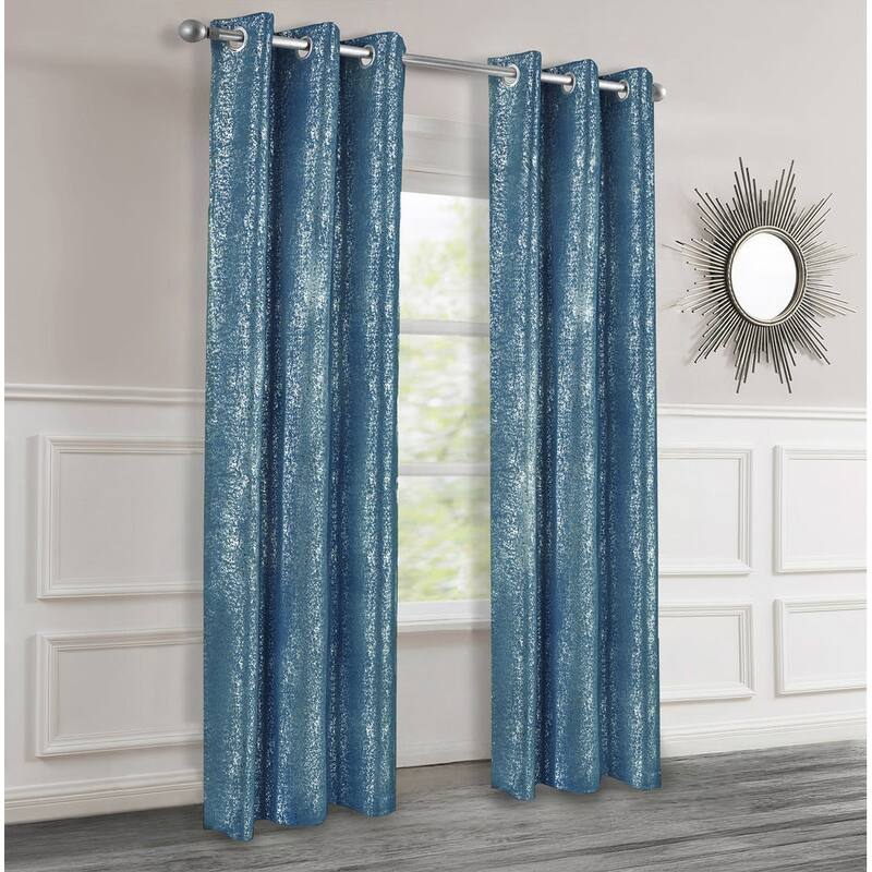 Dainty Home 2 Pack Artisinal 100% Blackout Grommet Curtain Panel Pair with 3D Lurex Texture