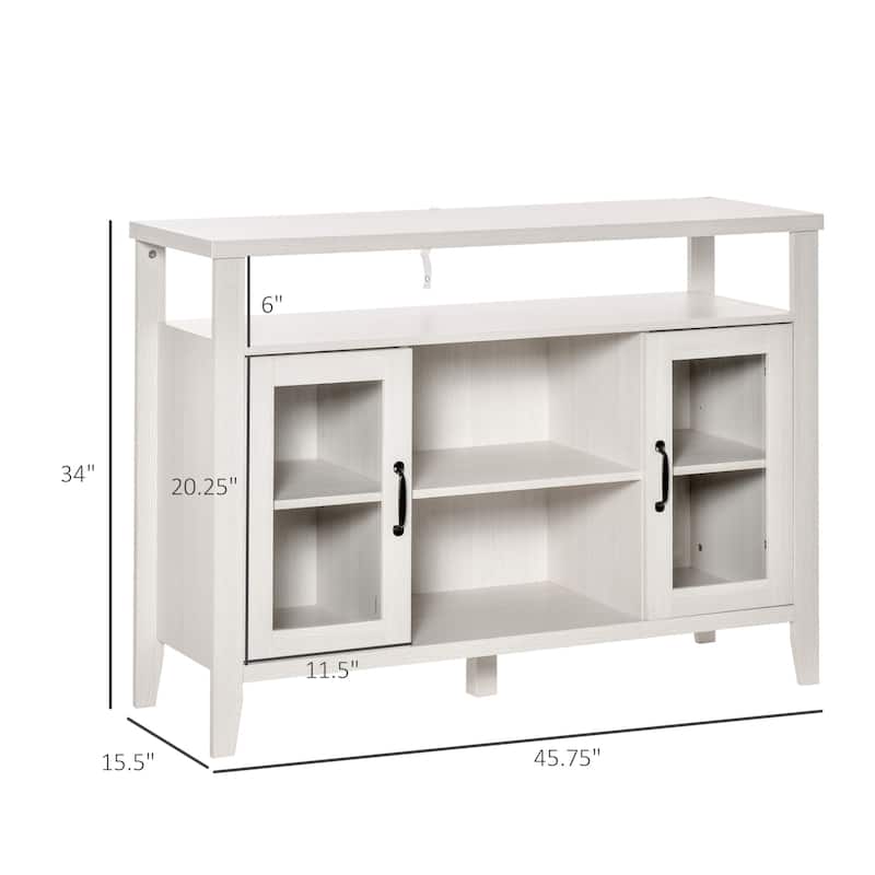 HOMCOM Farmhouse Sideboard Buffet Cabinet, Coffee Bar Cabinet with Storage Shelves, Kitchen Cabinet with 2 Framed Glass Doors