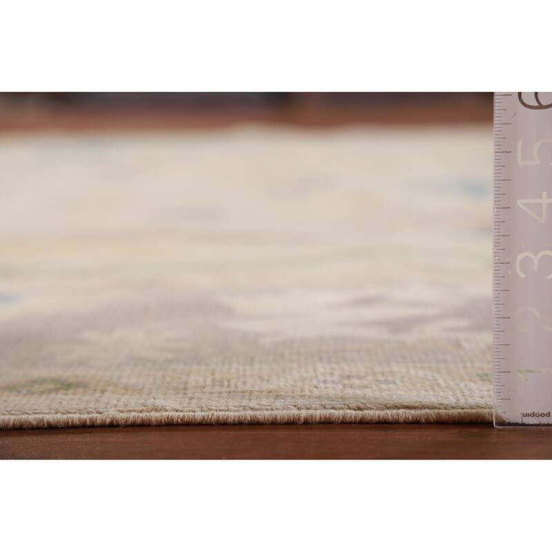 Hand Knotted Oriental 100% Wool Carpet Transitional All-Over Beige & Ivories Oushak Area Rug - 12' 3'' X 9' 4''