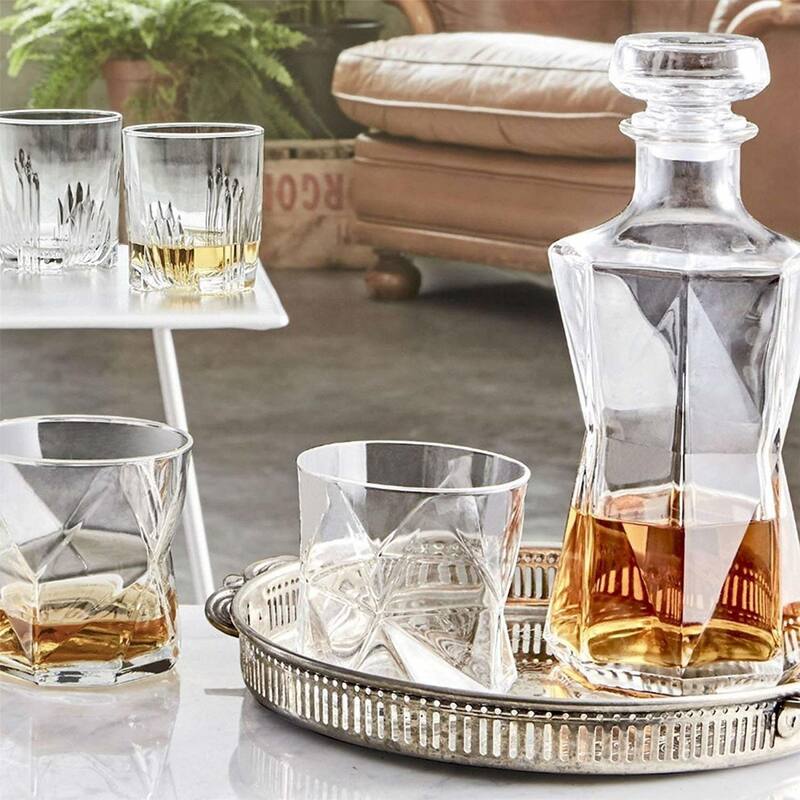 Bormioli Rocco Cassiopea 7Pc Whiskey Set 1 Decanter 6 Rocks Glasses - 33.75 oz. Decanter; 11.25 oz. Glasses