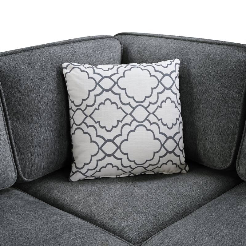 Convertible Sectional Sofa Bed with Flip-Top Table, USB Ports & Cup Holder, Chenille L-Shaped Sofa with Dual Pull-Out Sleepers