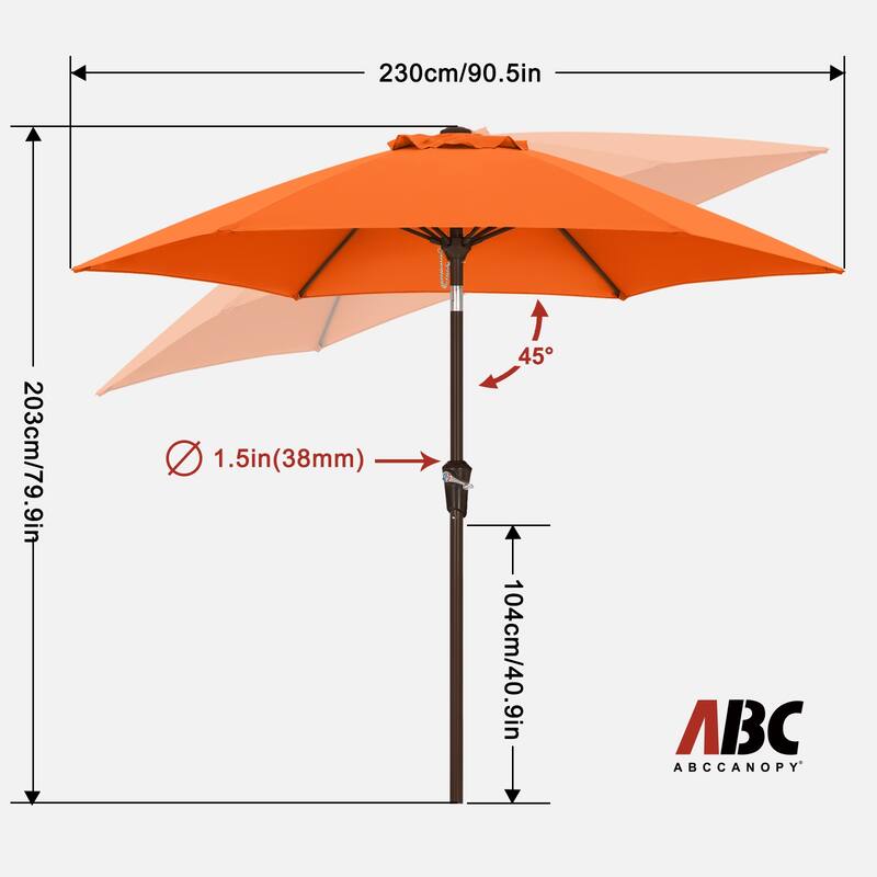 ABCCANOPY 7.5FT Patio Umbrella with Push Button Tilt