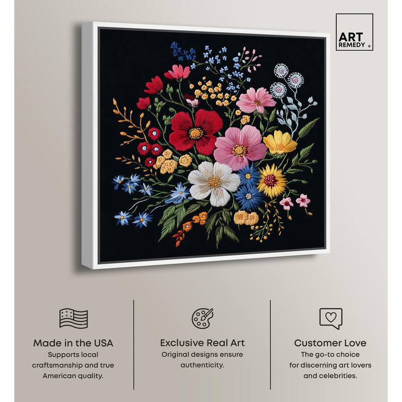Midnight Wildflower Weave Canvas by Art Remedy