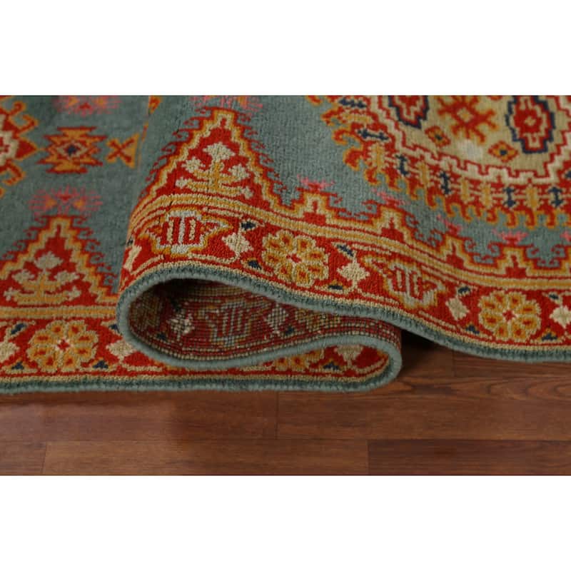 Geometric Viss Indian Runner Rug Handmade Wool Carpet - 2'7"x 11'9"