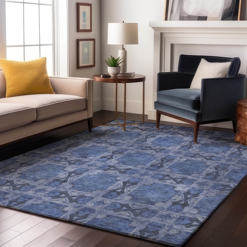 Premium Washable Super Soft Boho Medallions Mayfield Rug - Denim - 10' x 14' - Rectangle