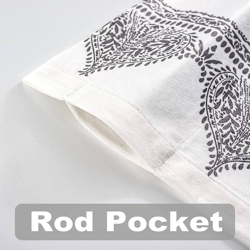 DriftAway Sadie Paisley Medallion Pattern Boho Velvet Window Curtain Valance with Handmade Tassels