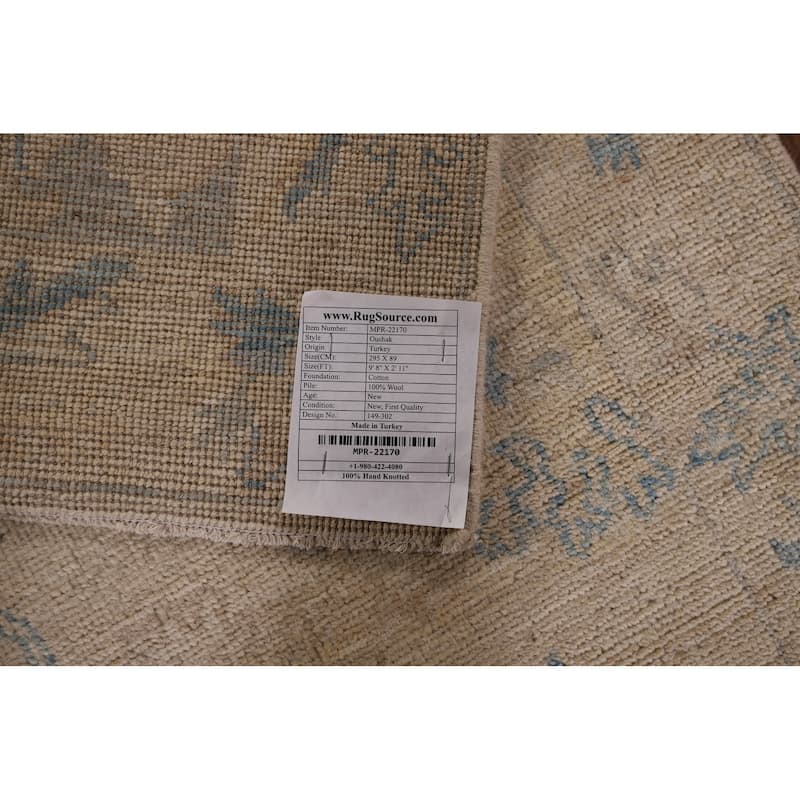 Earth Tone Oushak Vegetable Dye Runner Rug Hand-Knotted Wool Carpet - 2'11" x 9'8"