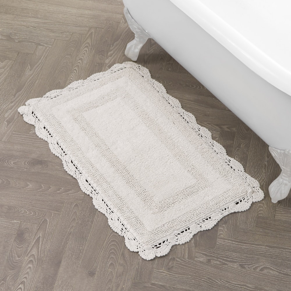 Laura Ashley Reversible Cotton Crochet Bath Rug