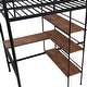 preview thumbnail 6 of 12, Black Twin Size Metal Loft Bed and Built-in Desk and Shelves for Kids, Boys and Girls