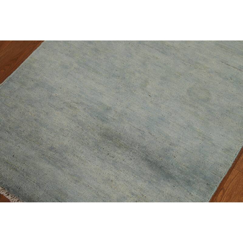 Hand Knotted Oriental 100% Wool Carpet Modern Modern Navy Blue & Blues Gabbeh Area Rug - 4' 1'' X 2' 8''