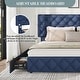 preview thumbnail 11 of 31, Bed Frame with 4 Storage Drawers, Linen Upholstered Platform Bed Frame with Adjustable Headboard