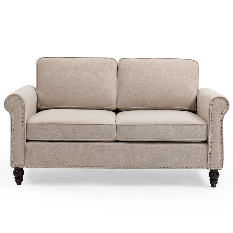 Upholstered Solid Wood Loveseat Sofa - 23.30 x 44.50 x 30.70 - Light beige