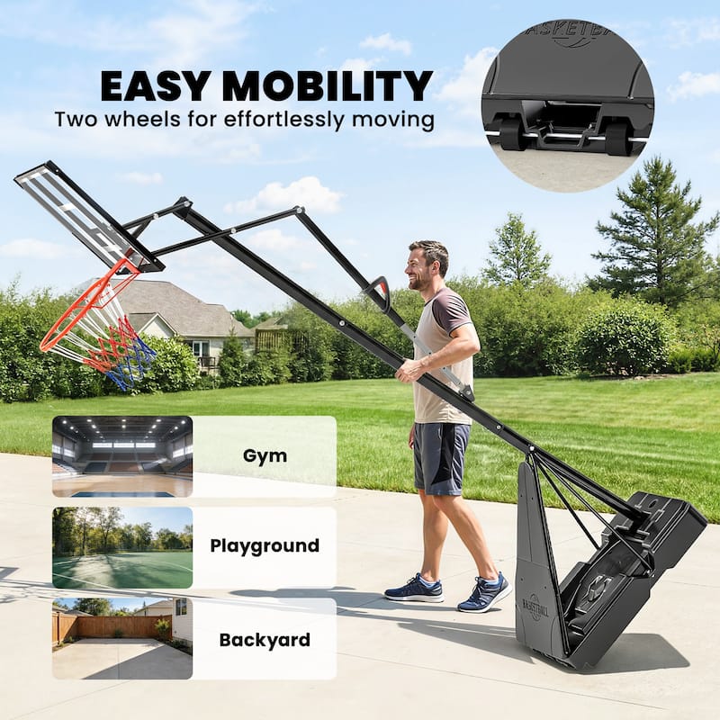Soozier Basketball Hoop Outdoor Portable, 8-10ft Adjustable Basketball Goal
