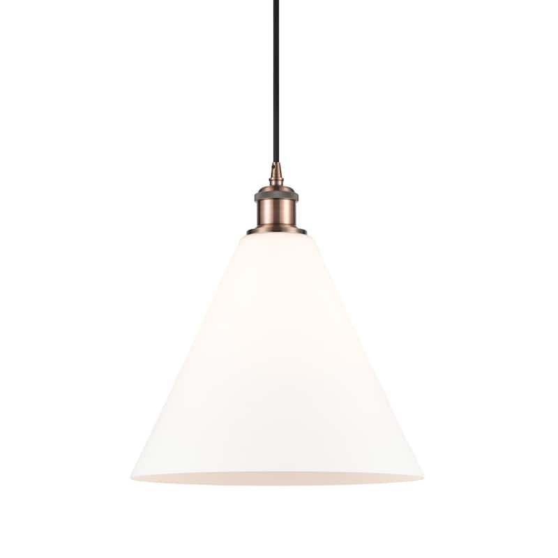 Innovations Lighting 516-1P-15-12 Berkshire Pendant Berkshire 12" Wide - Matte White / Antique Copper