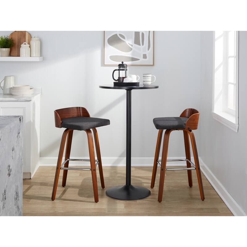 Carson Carrington Marstrand 30" Fixed-Height Bar Stool with Bent Wood Legs & Square Footrest (Set of 2)