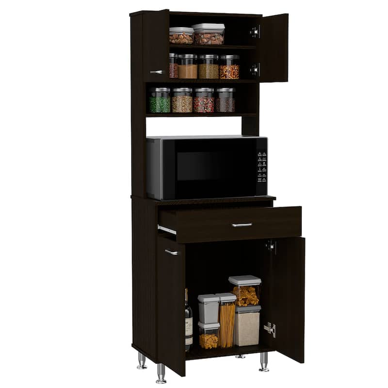 Della 60 Kitchen Pantry with Countertop, Closed & Open Storage