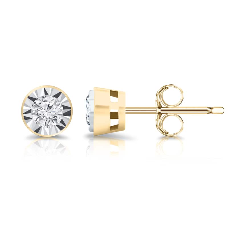 Auriya 14k Gold 3/8ctw Round Diamond Stud Earrings Bezel-set (G-H, I1-I2) - Yellow