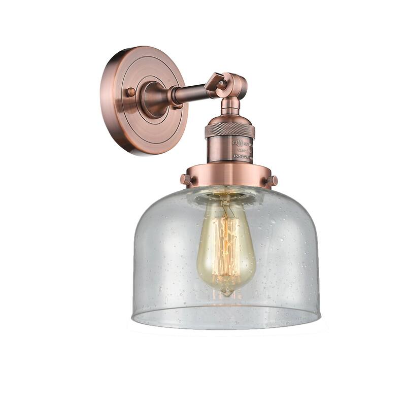 Innovations Lighting Large Bell Single Light 12" Tall Bathroom Sconce - Antique Copper / Seedy