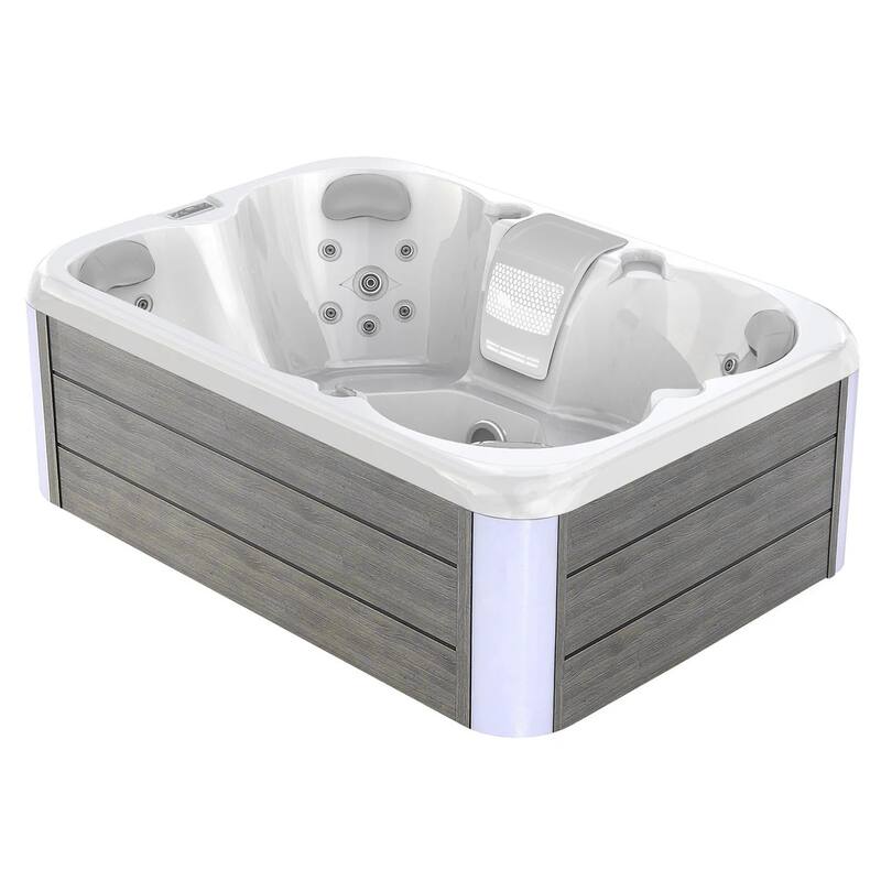 4-Person 20-Jet Premium Acrylic Rectangle Outdoor SPA Hot Tub with Bluetooth Speaker - Two-step Ladder - PU Cover