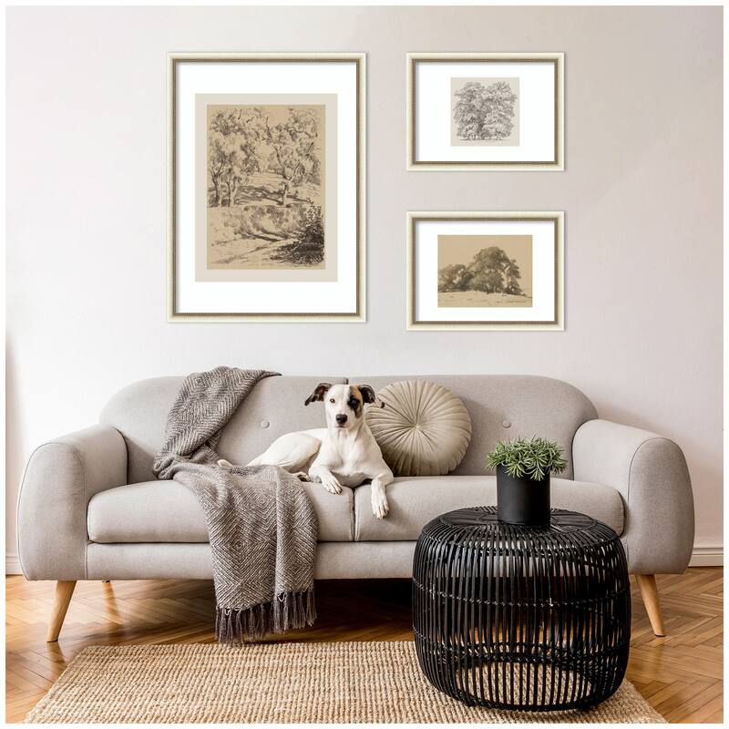 Kate and Laurel Sketches of Nature by Fry, Becker & Bosboom 3 Piece Framed Wall Art Print Set by Nostalgia Prints