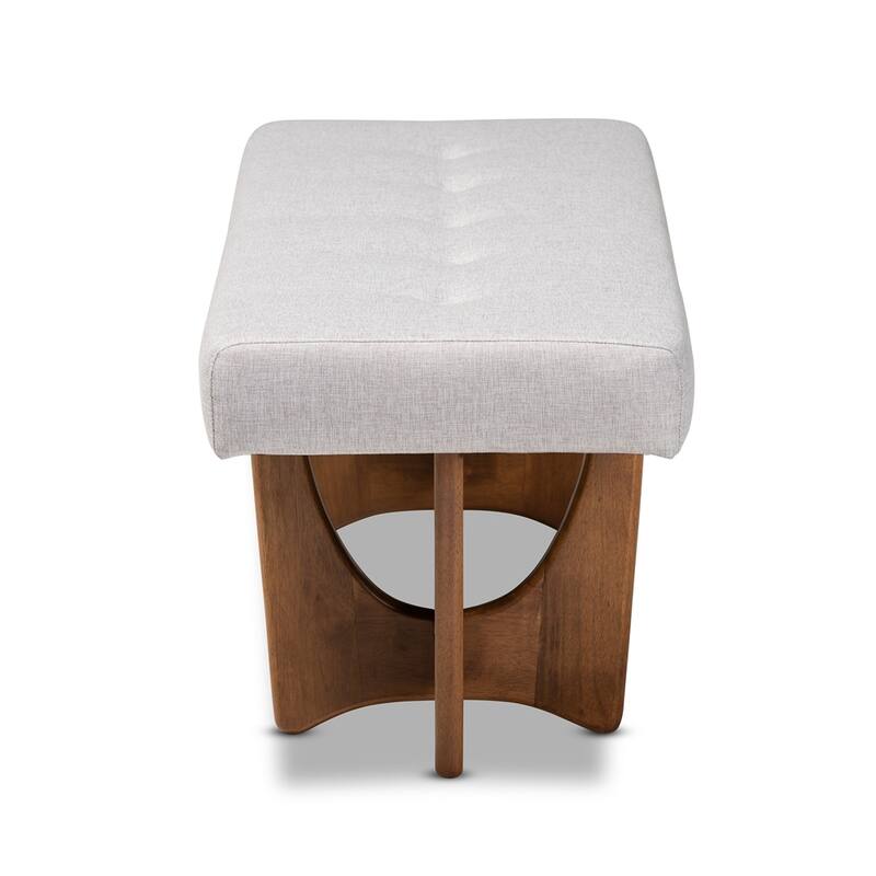 Theo Mid-Century Modern Fabric Upholstered Walnut Finished Bench - 17.9" High x 48.8" Wide x 18.3" Deep