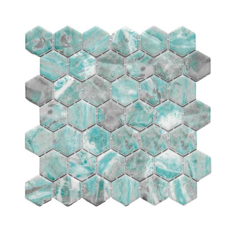 The Tile Life Eterna Hex 2x2 Glass Mosaic Floor, Backsplash & Wall Tile