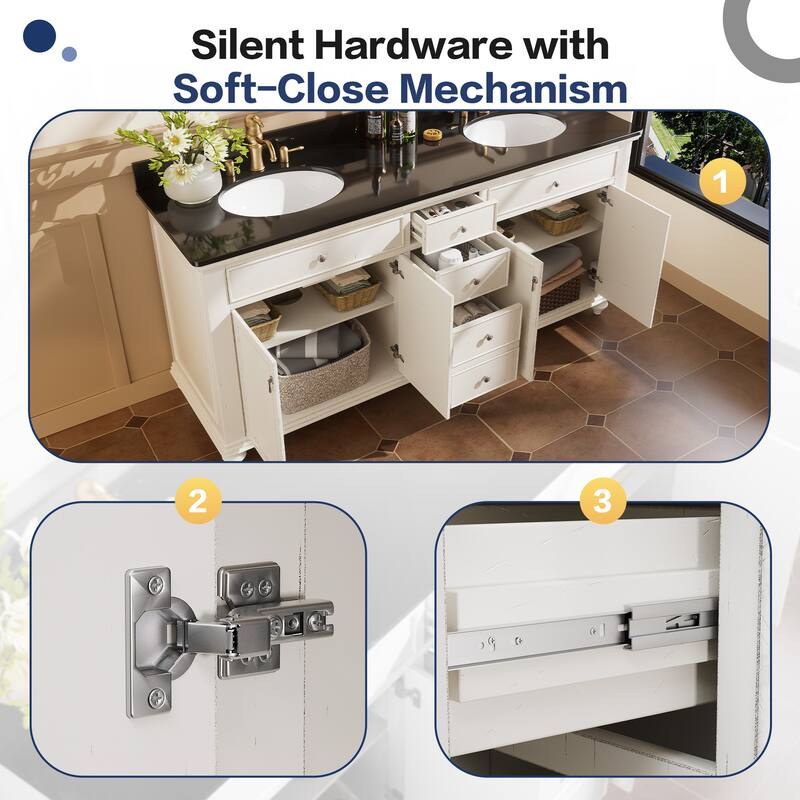 72-Inch Two-Tone Solid Wood Double Sink Bathroom Vanity – Modern Contrast Design with Ample Storage