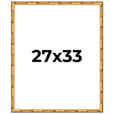 27x33 Frame Gold Bamboo Picture Frame Modern Photo Frame Includes UV Acrylic Shatter Guard Front Acid Free Foam Backing Board
