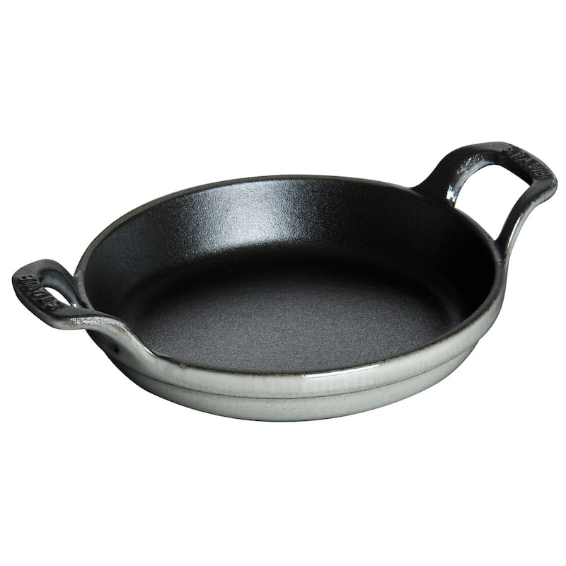STAUB Cast Iron 7.5-inch Round Gratin Baking Dish - Graphite Grey