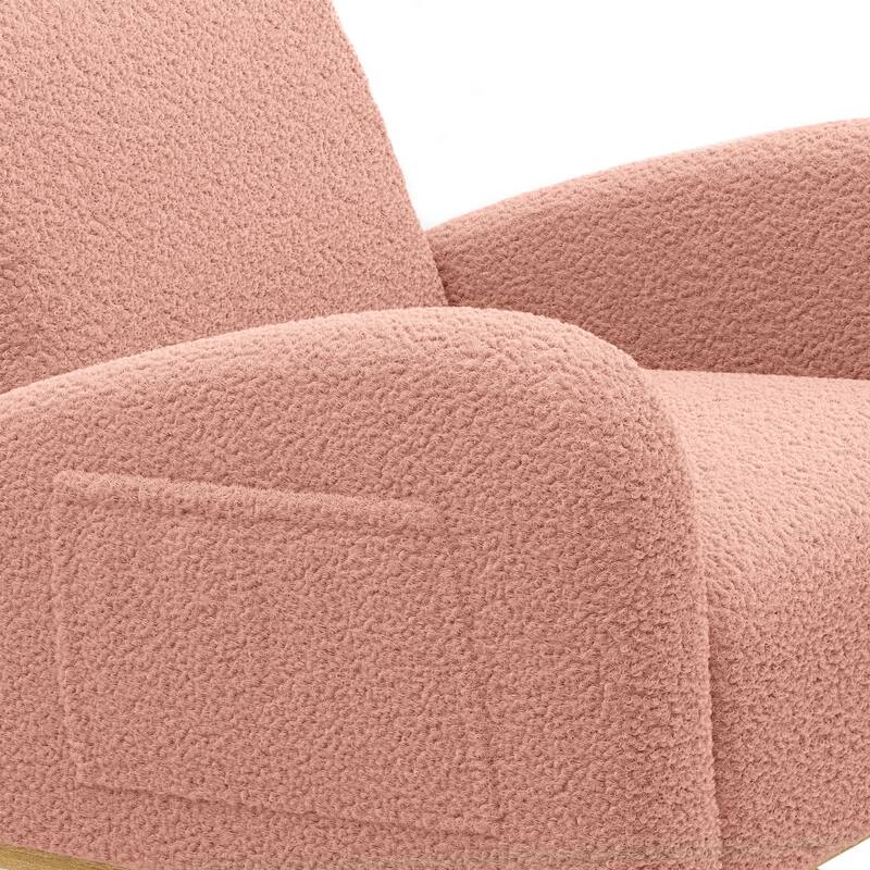 Modern Teddy Fabric Rocking Chair With Right Pocket For Indoor
