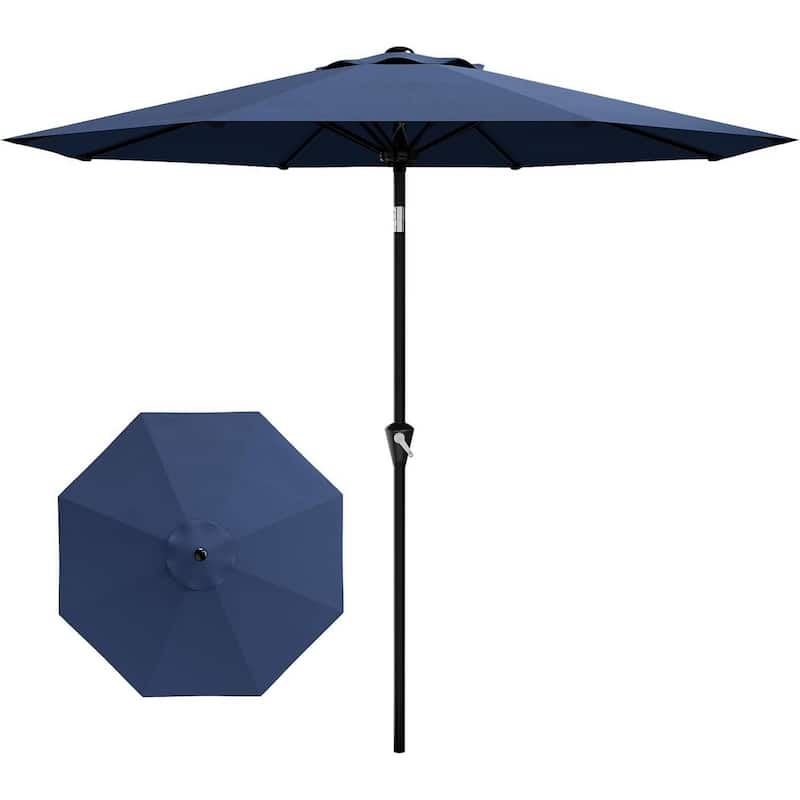 9FT Patio Umbrella with Smooth Crank Lift UV Protection Waterproof for Pool, Deck, Yard, Garden (No Base) - Navy Blue