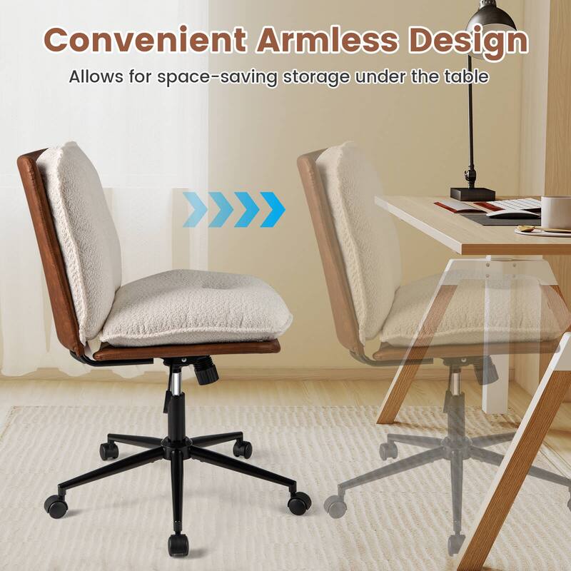 Costway Armless Home Office Chair with Rocking Backrest Swivel & - See Details