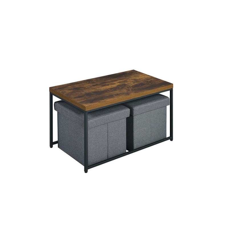 Murph Wood Grain 3 Piece Coffee Table Set - Weathered Oak