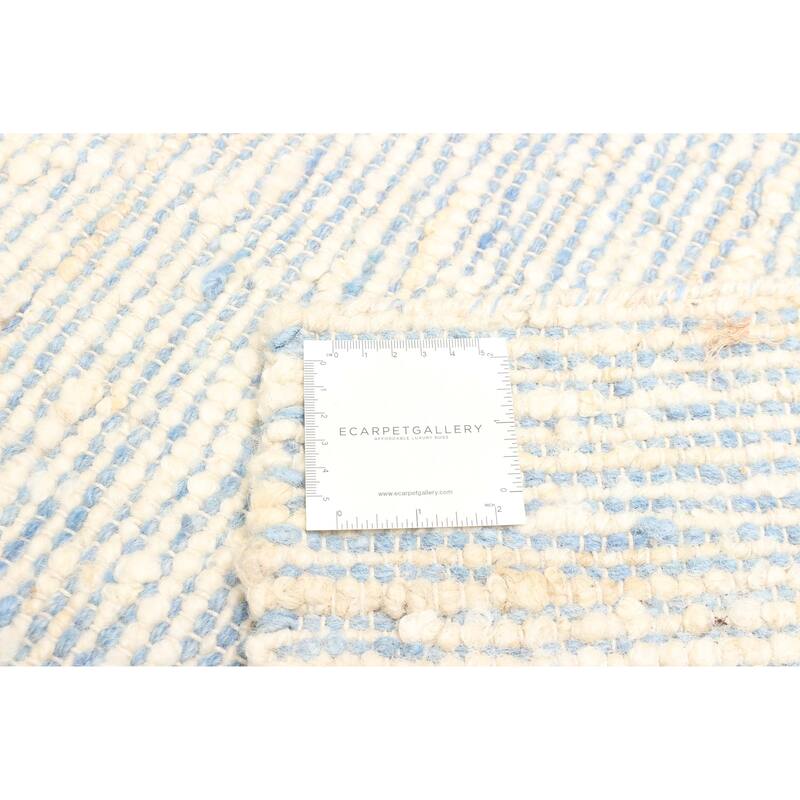 ECARPETGALLERY Braid weave Sienna Light Blue Wool Rug - 5'1 x 8'1