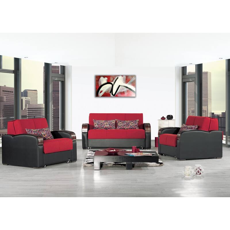 Collection Upholstered Convertible Loveseat With Storage
