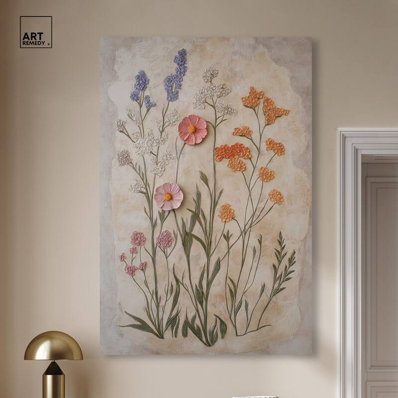 Sculpted Flora Frieze I Canvas by Art Remedy, Gallery Wrapped