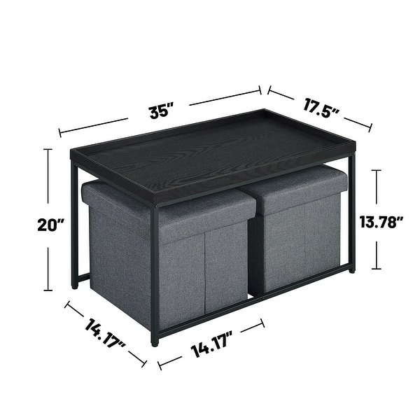 3 Piece Coffee Table Set with Raised Edges - Bed Bath & Beyond - 40780893