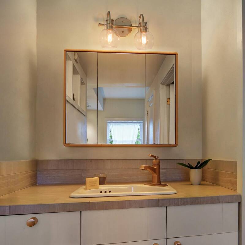 Bela Modern Gold 4-Light Bathroom Vanity Lights Glass Dimmable Wall Sconces