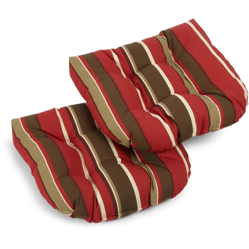 19-inch Rounded Back Indoor/Outdoor Chair Cushions (Set of 2) - 19" x 19" - Montserrat Sangria